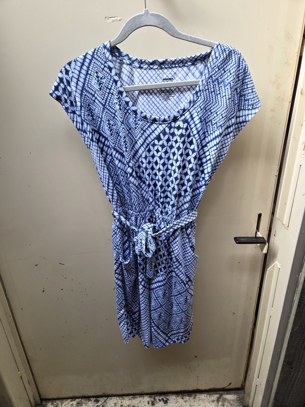 Sonoma Blue & Navy Geometric Knit DRESS